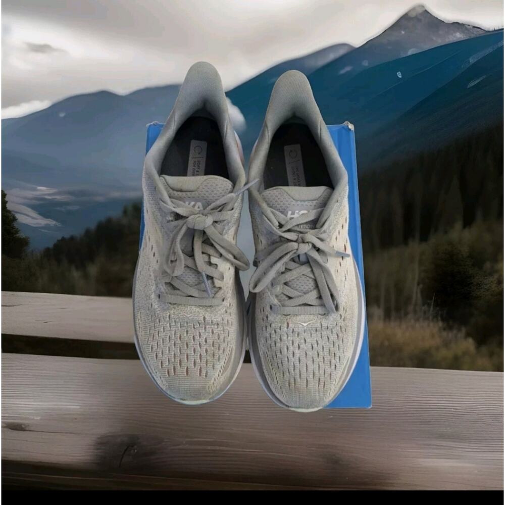 Hoka Women's Light Gray and Orange Sneakers - Picture 4 of 9